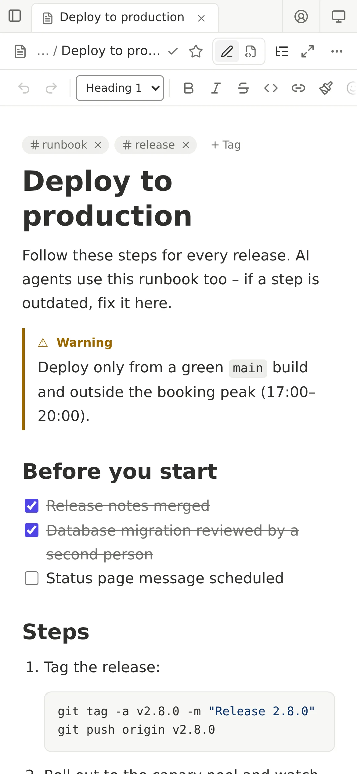 Das Deployment-Runbook am Handy